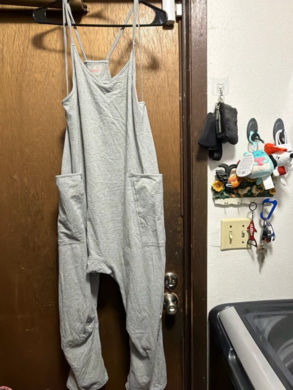 FP Movement by Free People Light Gray Strappy Pocket Jumpsuit